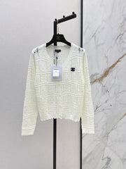 26FW New Textured Jacquard V-Neck Knit Cardigan 🤍