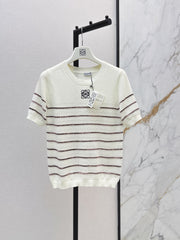 26FW New Minimalist Striped Knit Short-Sleeve Top 🤍
