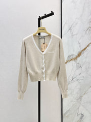 26FW New Lace-Trim V-Neck Knit Cardigan 🤍