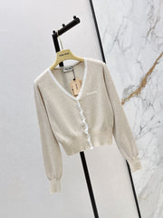 26FW New Lace-Trim V-Neck Knit Cardigan 🤍