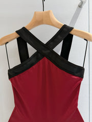26FW New Dark Red One-Piece Swimsuit👙