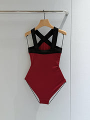 26FW New Dark Red One-Piece Swimsuit👙