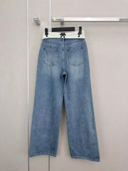 🔥HOT🔥 26FW New Embroidered Cross Fold-Over Waist Straight-Leg Jeans
