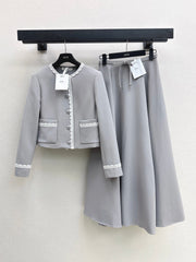 26FW New Color-Block Lace-Trim Crew-Neck Jacket 🩶