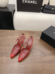 26FW New Color-Block Pointed-Toe Slingback High-Heeled Sandals (height: 8.5cm)