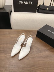 26FW New Color-Block Pointed-Toe Slingback High-Heeled Sandals (height: 8.5cm)