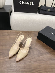 26FW New Color-Block Pointed-Toe Slingback High-Heeled Sandals (height: 8.5cm)