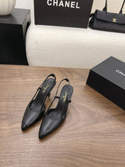26FW New Color-Block Pointed-Toe Slingback High-Heeled Sandals (height: 8.5cm)