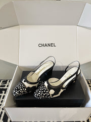 26FW New Women's Versatile Color-Block Slingback Sandals with Chunky Heels (height: 6.5cm)