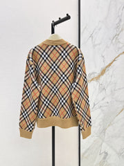 26FW New Plaid Stand-Collar Knit Cardigan 🖤