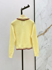 26FW New Color-Block Striped Collared Knit Top 💛