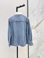 26FW New Denim Shirt with Embroidered Letter Logo and Contrast-Color Collar 🩵