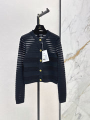 26FW New Striped Jacquard Crew-Neck Cardigan 🖤