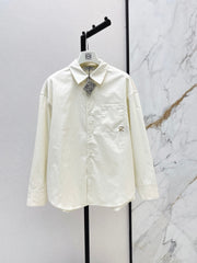 🔥Highest Quality🔥26FW New Minimalist & Relaxed Style: Logo-Embroidered Shirt in Creamy Apricot 🤍