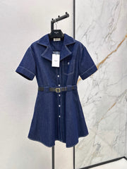 26FW New Triomphe Logo Embroidered Denim Dress 🖤