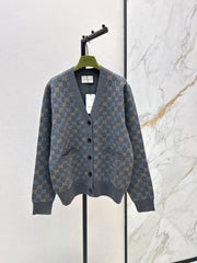 🔥Highest Quality🔥26FW New Limited Edition V-Neck Cardigan with Colorful GG Pattern 🖤