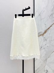 26FW New High-Waisted A-Line Skirt with Lace Paneling 🖤