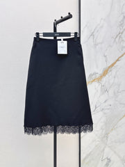 26FW New High-Waisted A-Line Skirt with Lace Paneling 🖤
