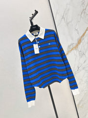 26FW New Striped Long-Sleeve Knit Polo 🩵