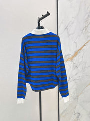 26FW New Striped Long-Sleeve Knit Polo 🩵
