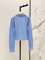 26FW New Blue Plaid Knit Cardigan 🩵