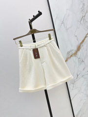 🔥Highest Quality🔥26FW New Cream Waffle-Knit Straight-Leg Shorts 🤍