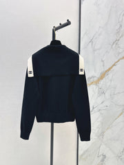 🔥Highest Quality🔥 26FW New Color-Block Nautical-Style Collared Knit Cardigan 🖤