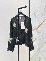26FW New V-neck Cardigan with Jacquard Star Pattern 🤍