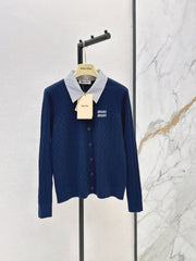 26FW New Color-Block Striped Collared Knit Cardigan 🖤