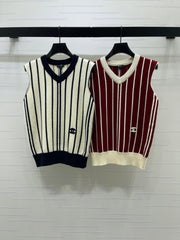 26FW New Vertical-Stripe V-Neck Knit Vest