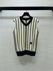 26FW New Vertical-Stripe V-Neck Knit Vest