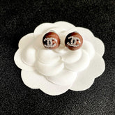 26FW New Double-C Chocolate-Colored Stud Earrings