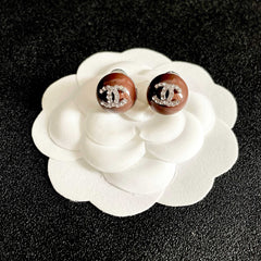 26FW New Double-C Chocolate-Colored Stud Earrings
