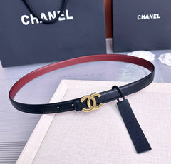 26FW New Black & Red Top-Grain Cowhide Belt 20mm