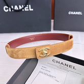26FW New Khaki-Red Top-Grain Cowhide Belt 30mm