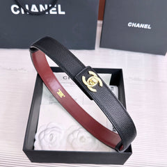 26FW New Black & Red Top-Grain Cowhide Belt-Litchi Grain 30mm