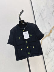 26FW New Knit Crew-Neck Short-Sleeve Jacket with Four Pockets 🖤