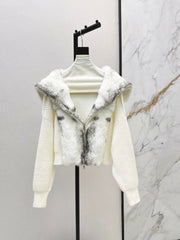 ❤️🔥Limited edition❤️🔥26FW New Knit Cardigan with Fox Fur Trim 🤎