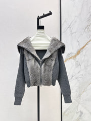 ❤️🔥Limited edition❤️🔥26FW New Knit Cardigan with Fox Fur Trim 🤎