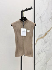 26FW New Color-Block Square-Neck Slim-Fit Sleeveless Knit Top 🤎