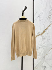 26FW New Color-Block Faux-Layered V-Neck Knit Sweater 🤎