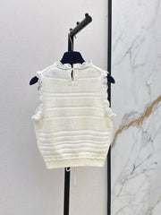 26FW New White Lace-Trim Knit Vest 🤍