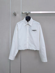 26FW New Cut-out Embroidered Long-Sleeve Shirt with Collar