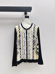 26FW New Long-Sleeve Knit Cardigan with Mixed Prints 🖤