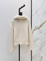 🔥Highest Quality🔥26FW New Cashmere Cardigan with Detachable Mink Collar 🖤