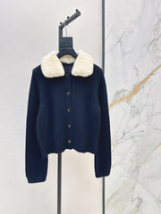 🔥Highest Quality🔥26FW New Cashmere Cardigan with Detachable Mink Collar 🖤