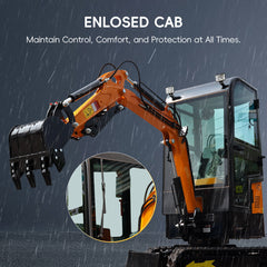 MS10H Gasoline 1-Ton Mini Excavator, 13.5 HP, with Cab