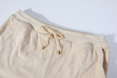 Cotton drawstring terry casual shorts