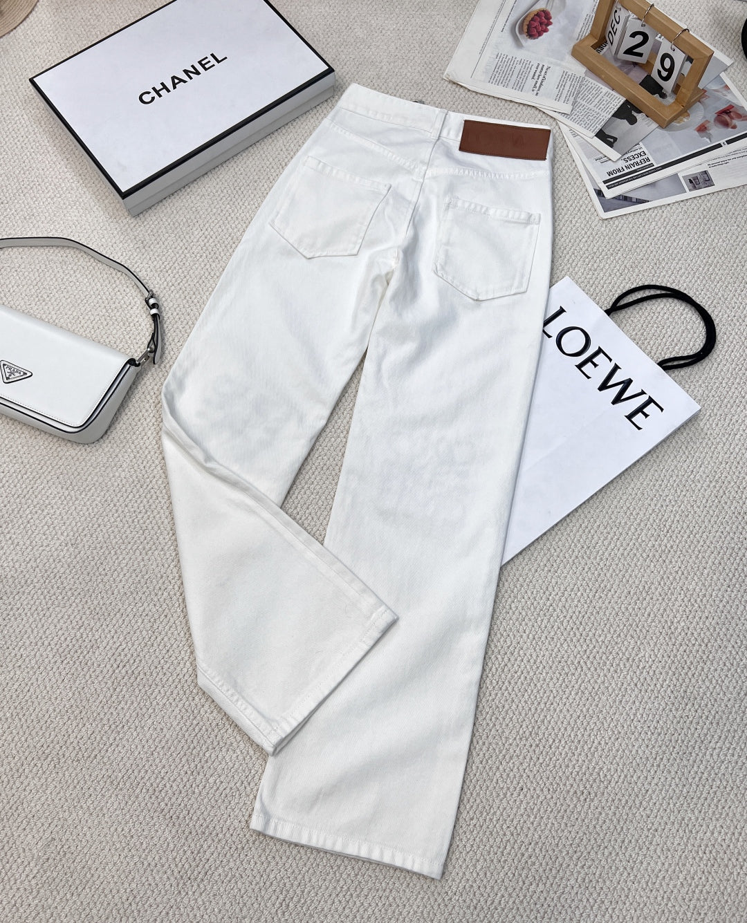Classic white denim trousers