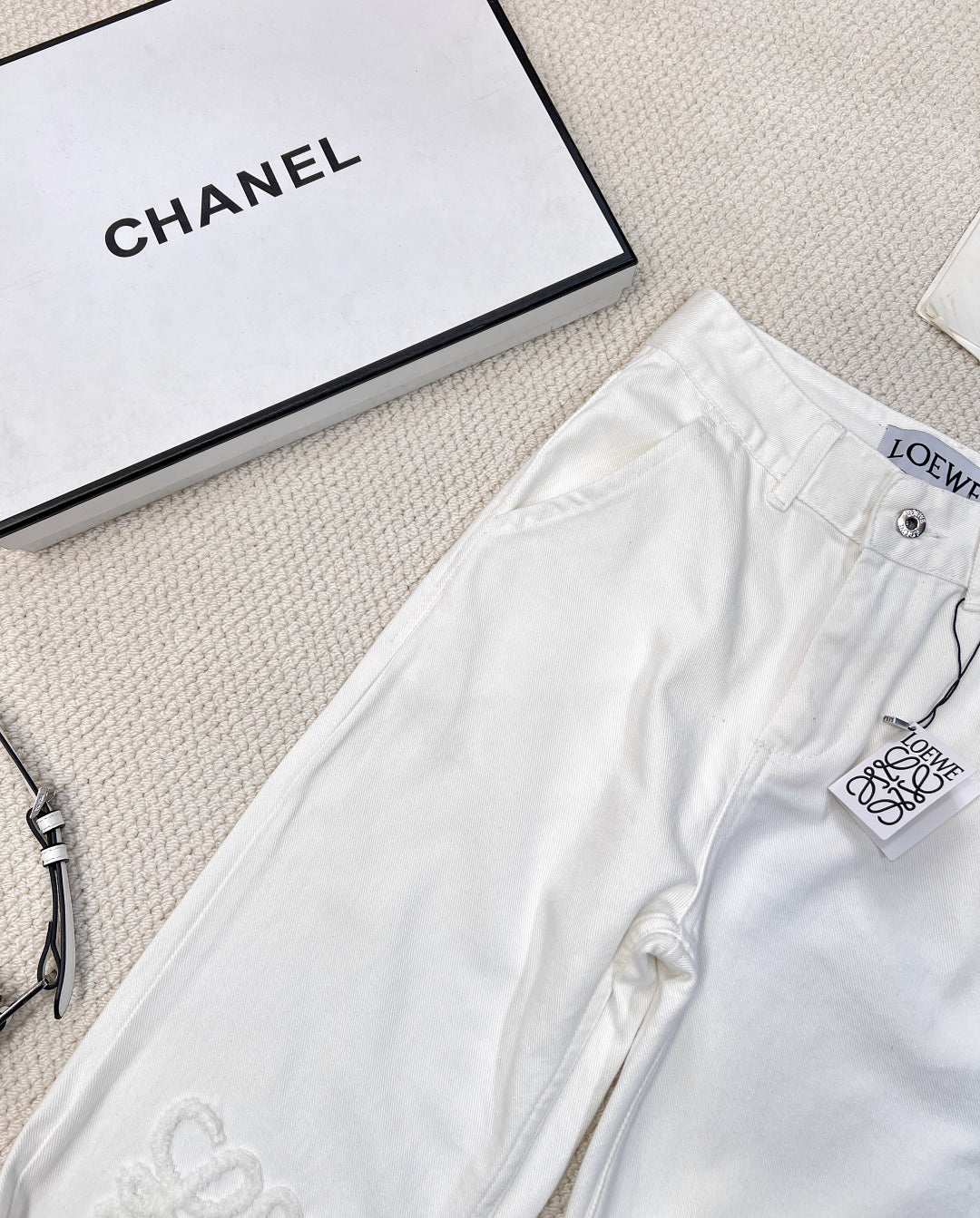 Classic white denim trousers